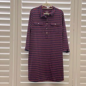Vineyard Vines Performance Fabric Navy & Red 3/4 Sleeve Dress Collared Dress XXL